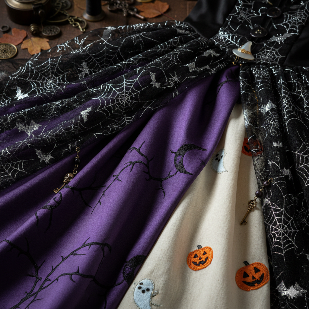 chất liệu voan lụa mềm váy halloween cho bé gái tutupetti